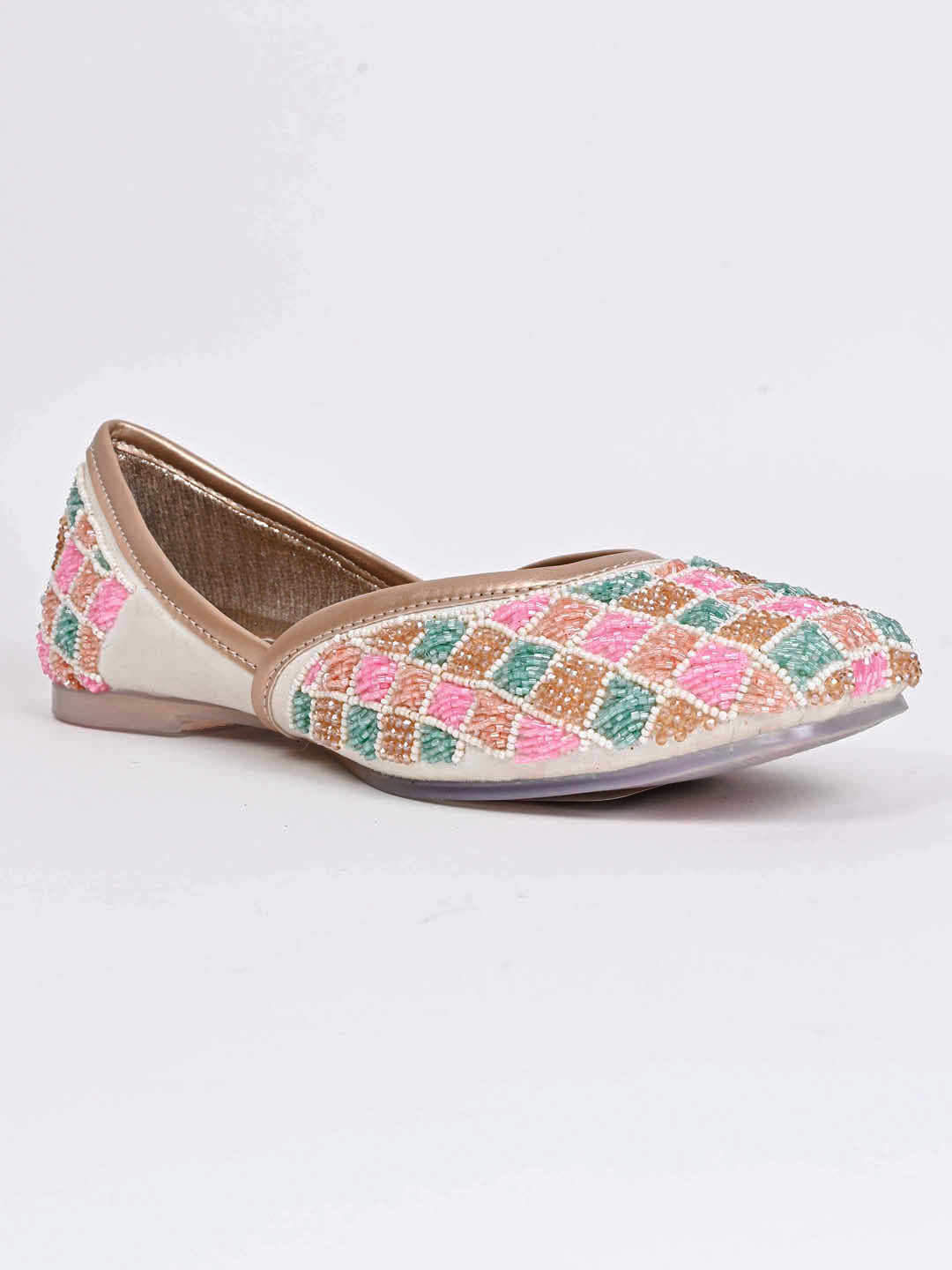 Women, Women Footwear, Cream Mojaris