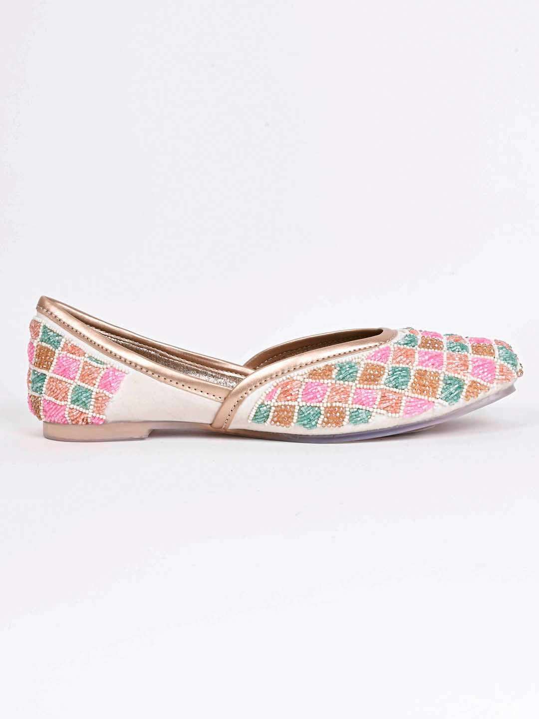 Women, Women Footwear, Cream Mojaris