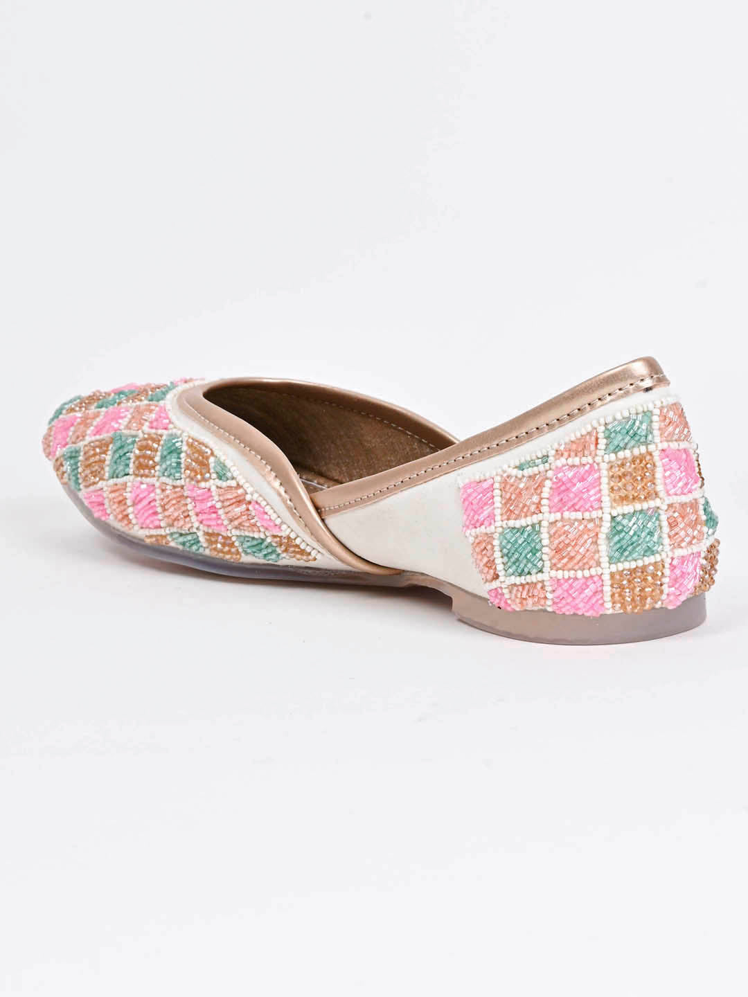 Women, Women Footwear, Cream Mojaris