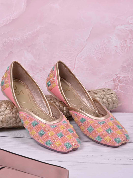 Women, Women Footwear, Pink Mojaris