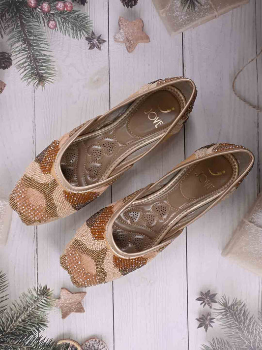 Women, Women Footwear, Beige Mojaris