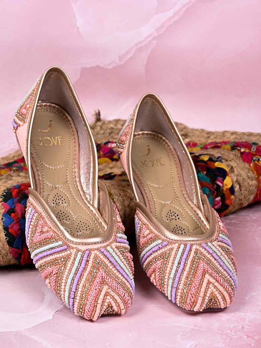 Women, Women Footwear, Pink Mojaris