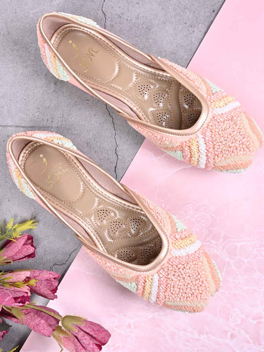 Women, Women Footwear, Pink Mojaris