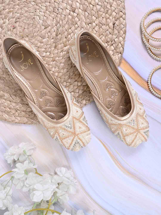 Women, Women Footwear, Beige Mojaris