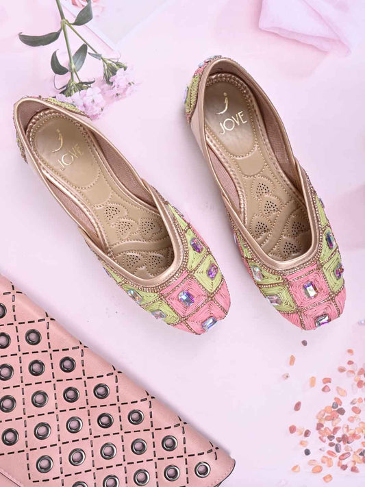 Women, Women Footwear, Rose Gold Mojaris