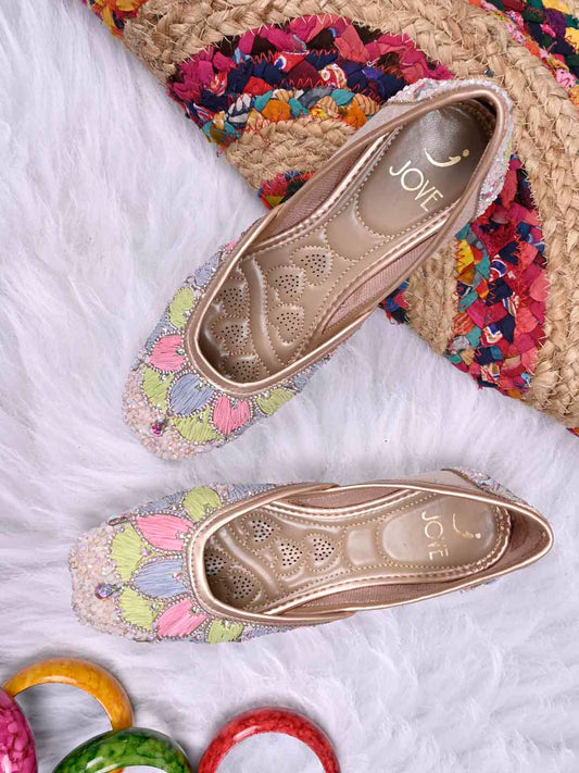 Women, Women Footwear, Rose Gold Mojaris