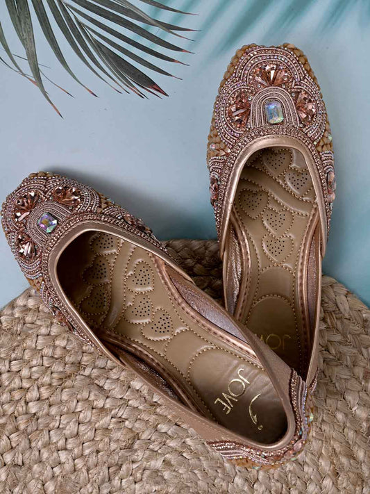 Women, Women Footwear, Rose Gold Mojaris