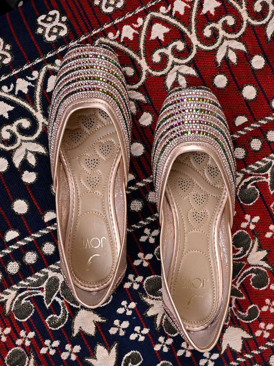 Women, Women Footwear, Rose Gold Mojaris