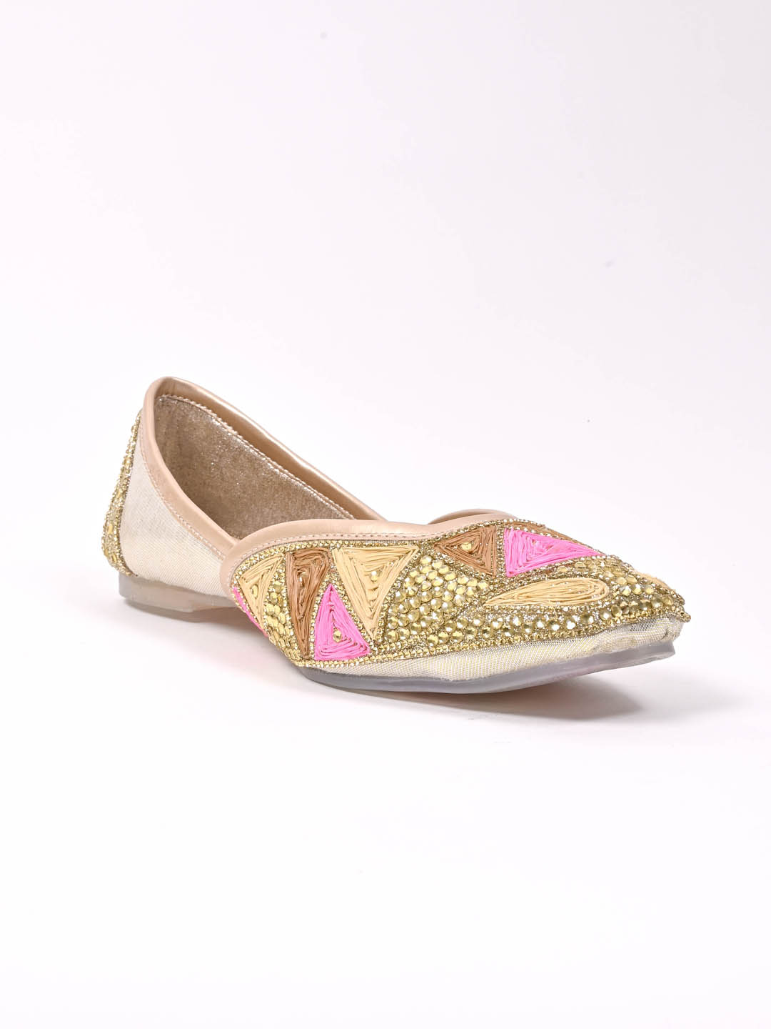 Women, Women Footwear, Golden Mojaris