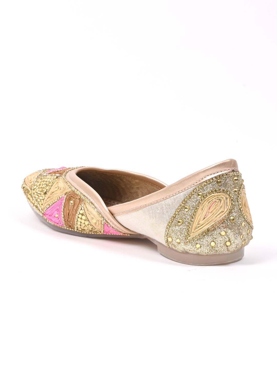 Women, Women Footwear, Golden Mojaris