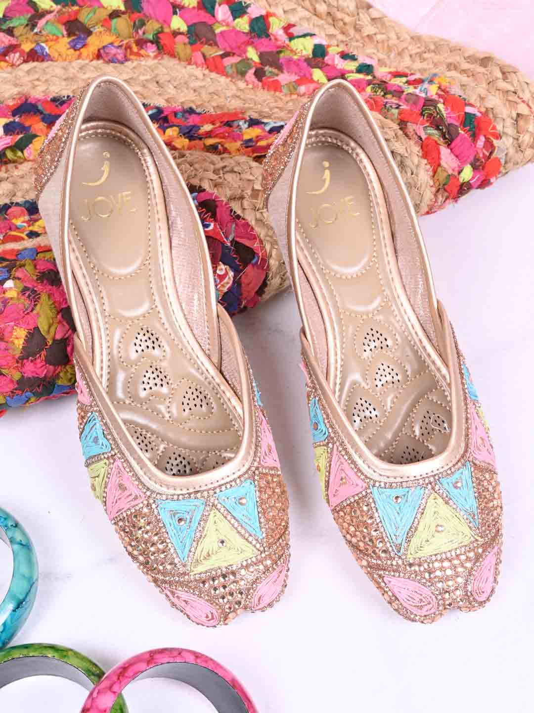 Women, Women Footwear, Rose Gold Mojaris