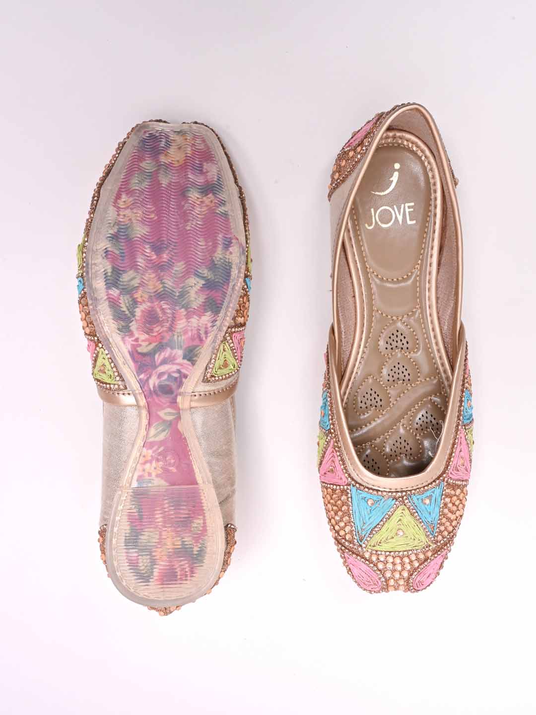 Women, Women Footwear, Rose Gold Mojaris