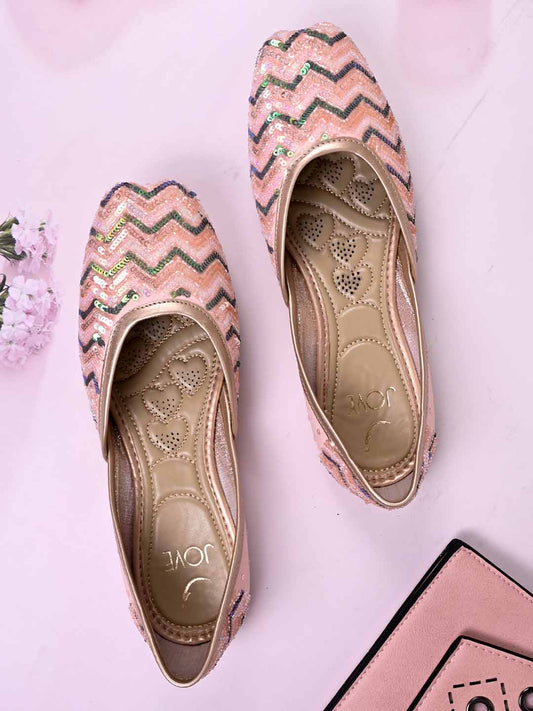 Women, Women Footwear, Pink Mojaris