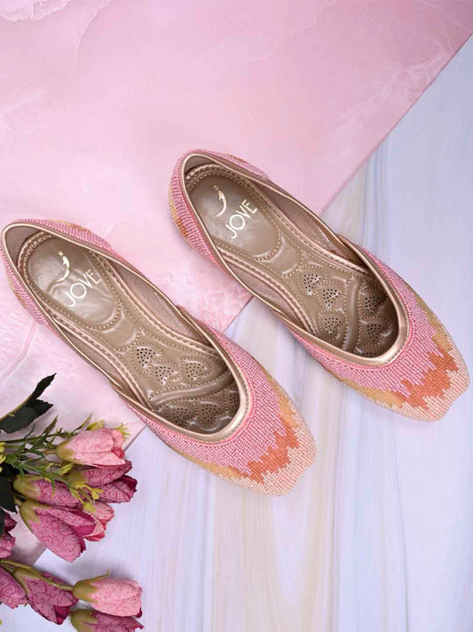 Women, Women Footwear, Pink Mojaris