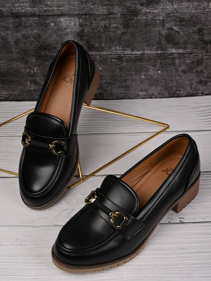 Women, Women Footwear, Black Loafers