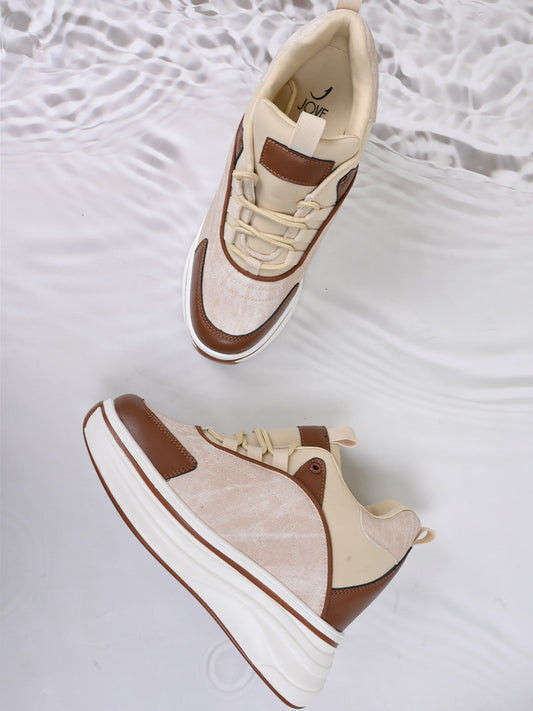 Women, Women Footwear, Beige Sneakers