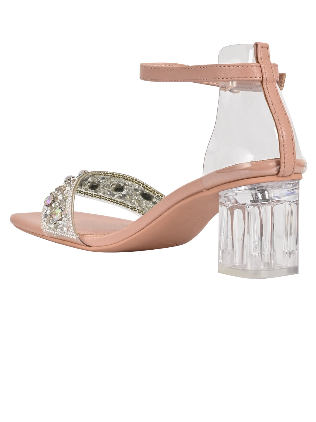 Women Pink Embellished Ankle Loop Sandals