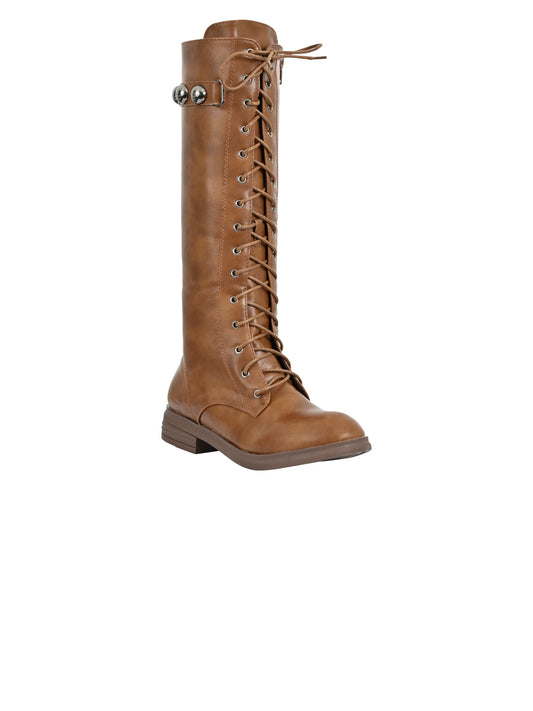 Women Tan Solid High-Top Boots