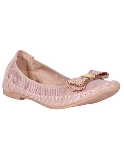 Women Pink Striped Ballerinas