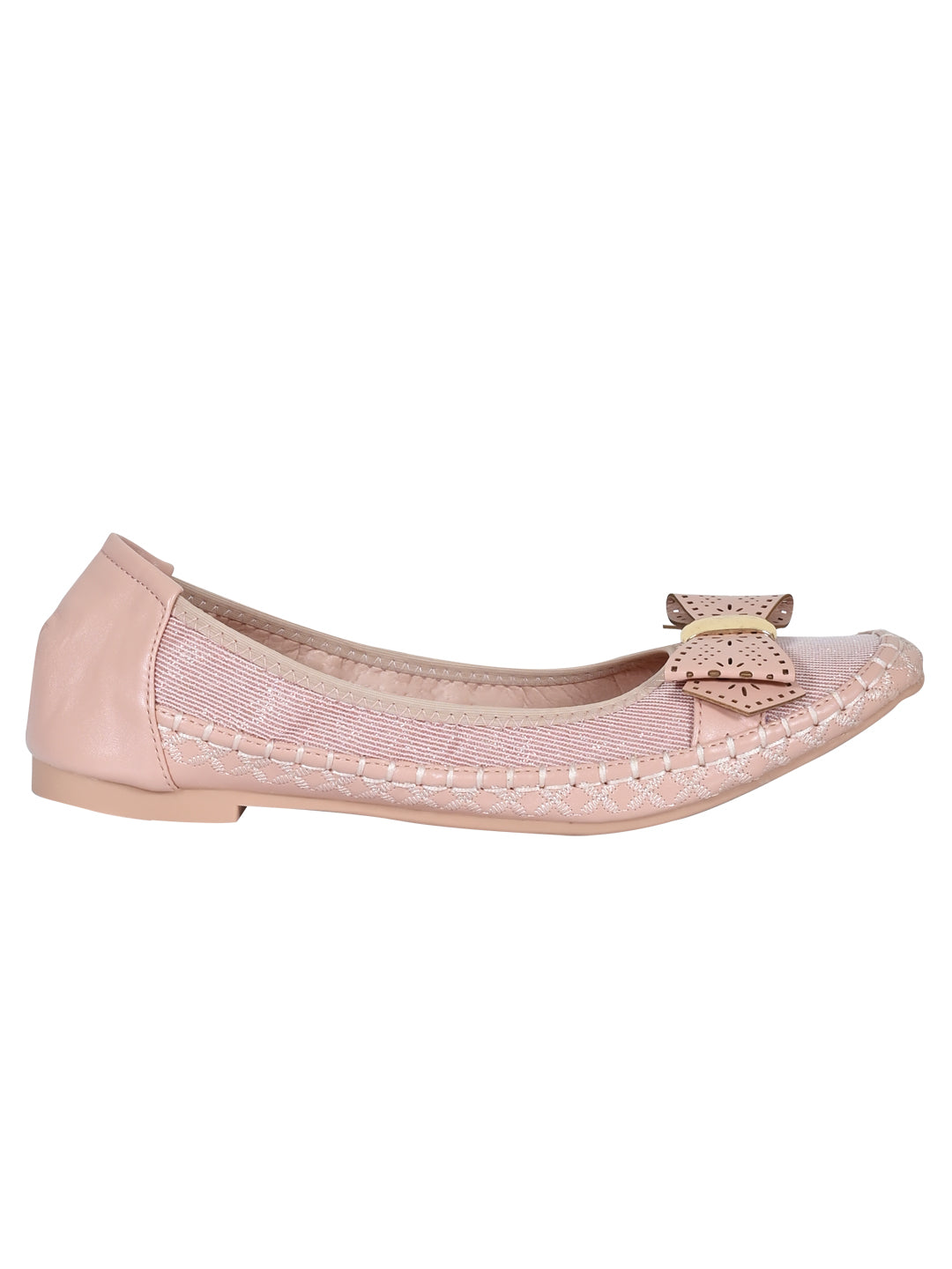 Women Pink Striped Ballerinas