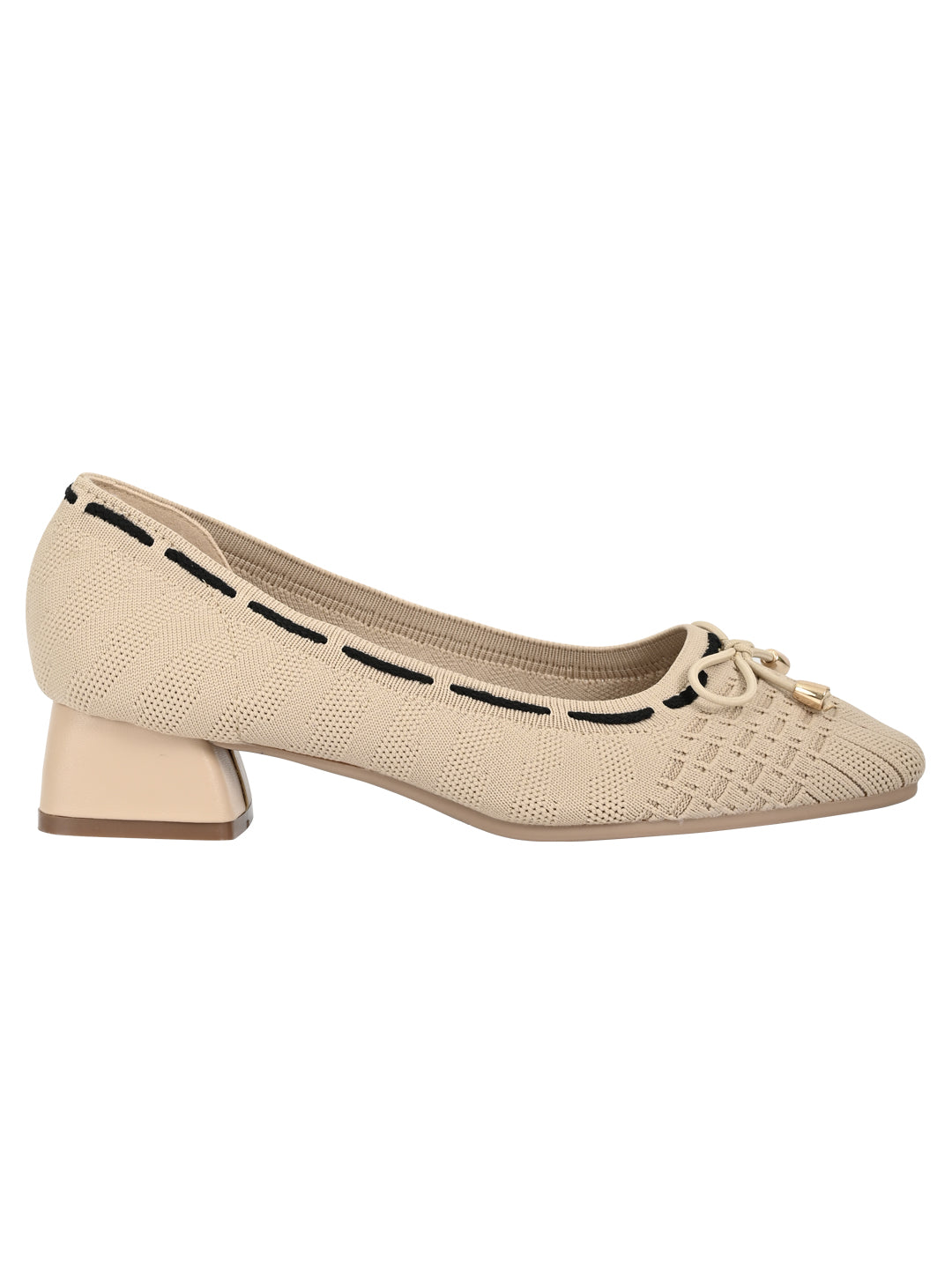 Women Beige Woven Design Pumps