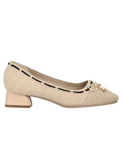 Women Beige Woven Design Pumps