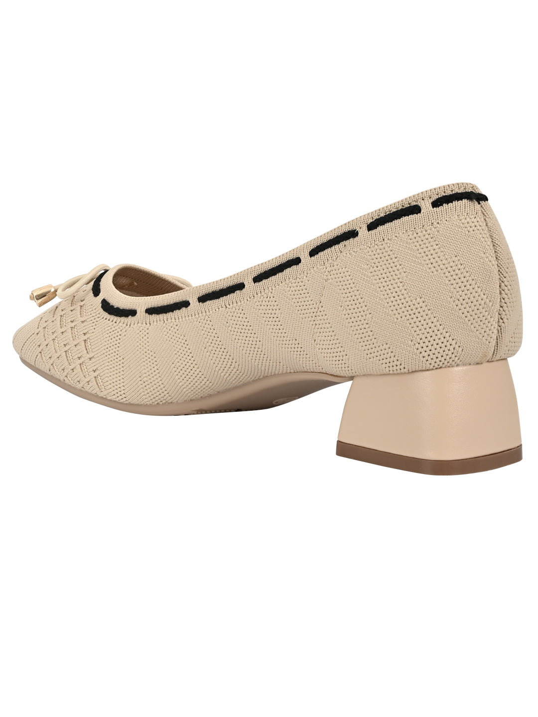 Women Beige Woven Design Pumps