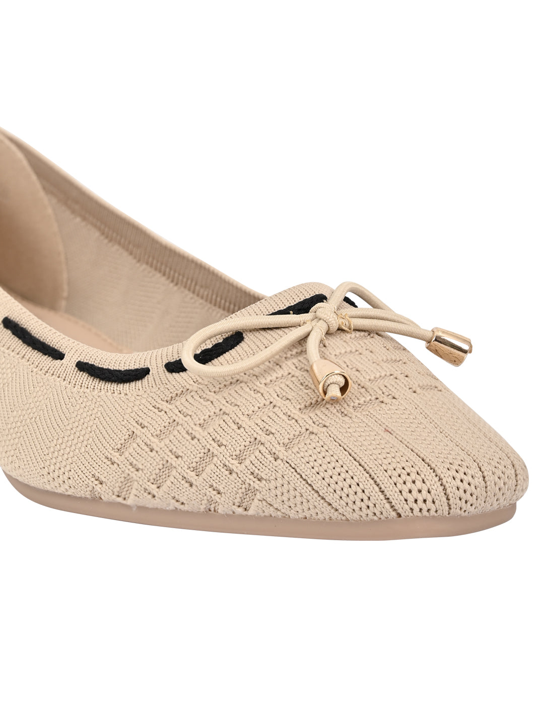 Women Beige Woven Design Pumps