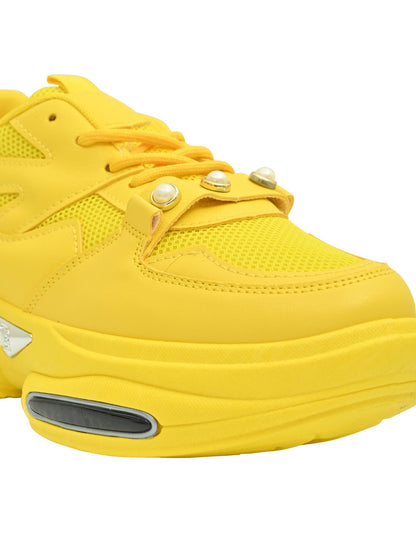 Footwear, Women Footwear, Yellow Sneakers