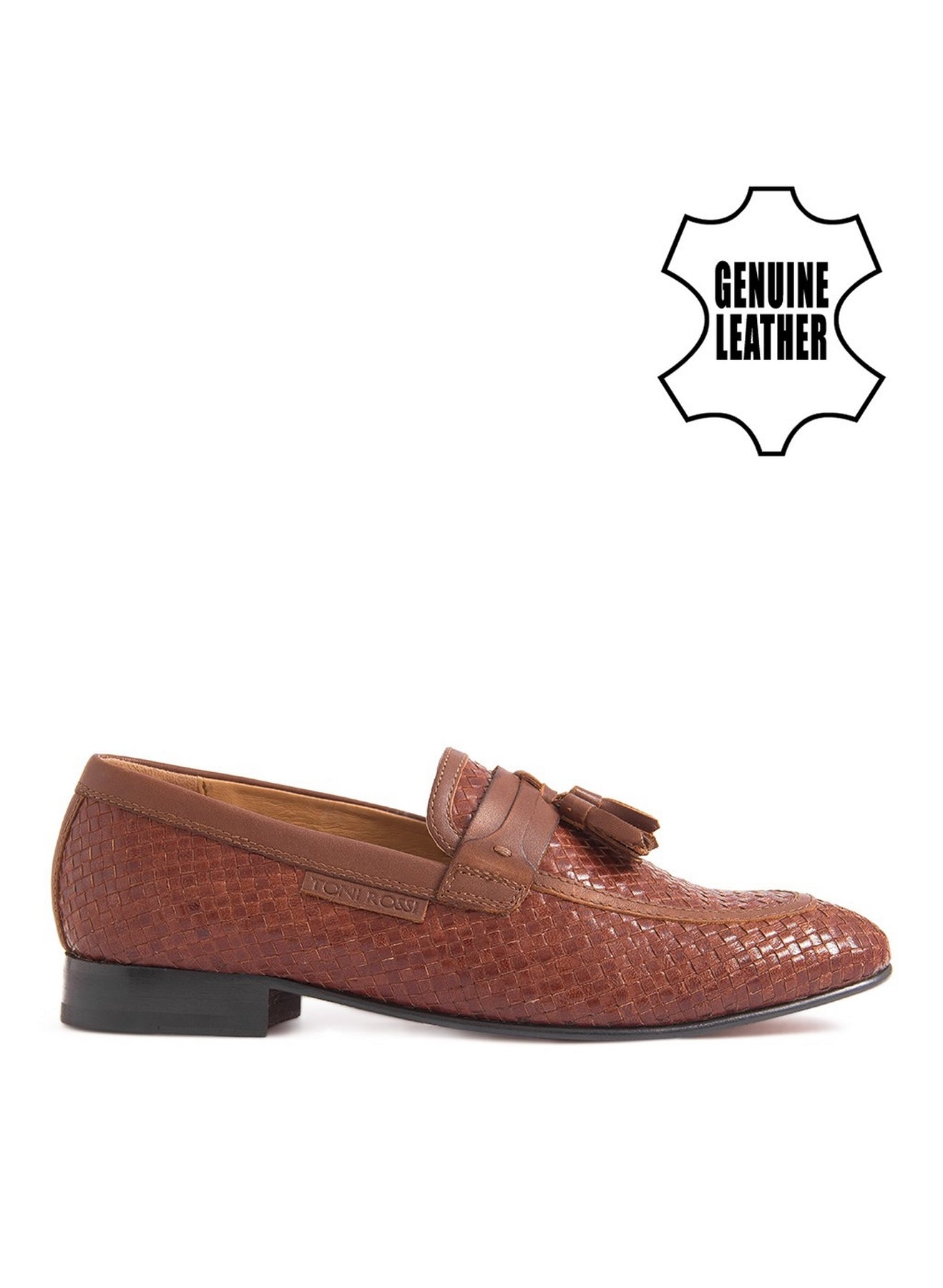 Men Tan Woven Design Loafers