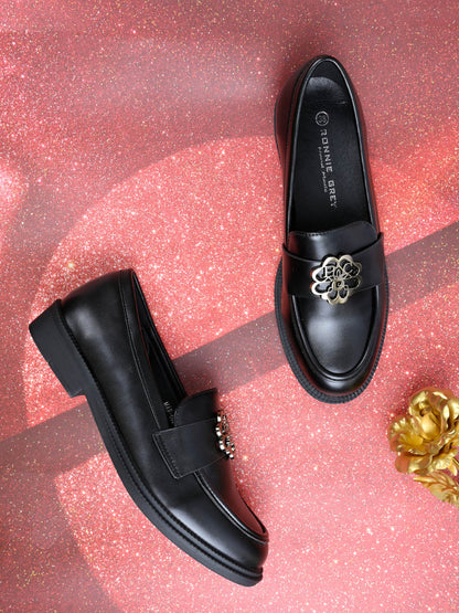 Women, Women Footwear, Black Loafers