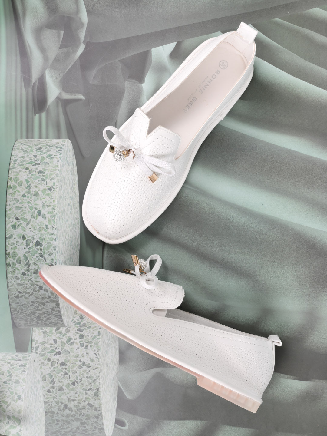 Women, Women Footwear, White Loafers