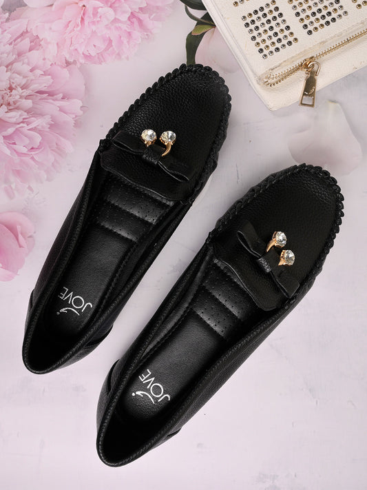 Women, Women Footwear, Black Loafers