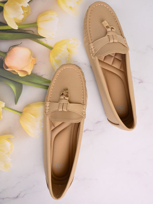 Women, Women Footwear, Beige Loafers