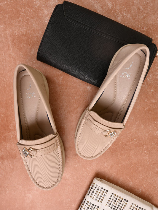 Women, Women Footwear, Beige Loafers