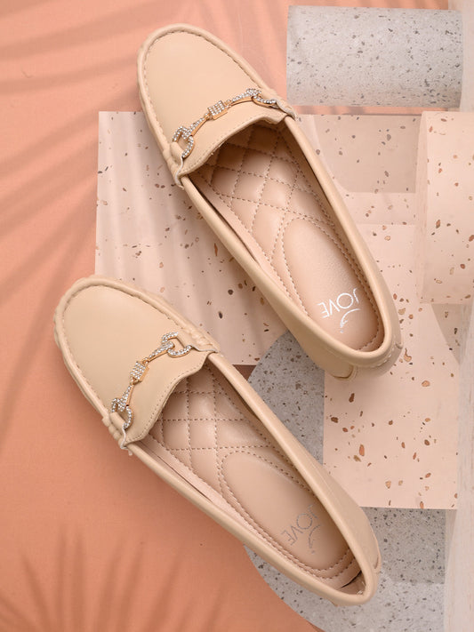 Women, Women Footwear, Beige Loafers