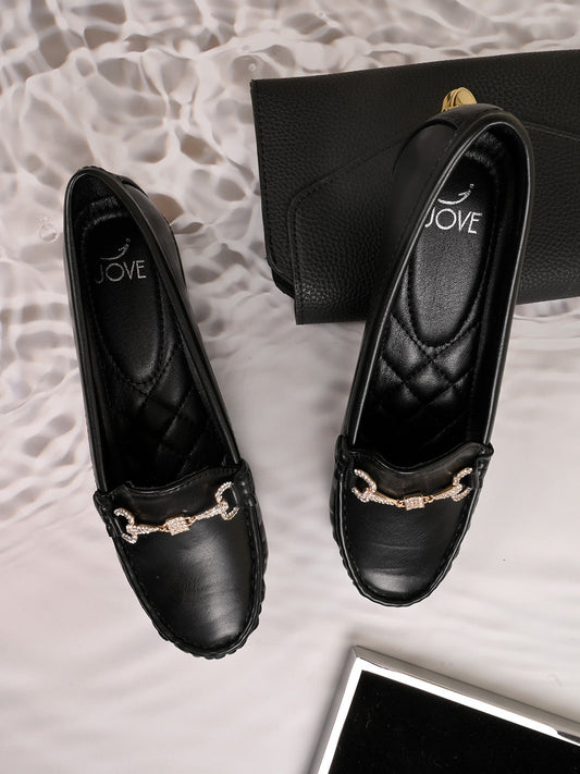 Women, Women Footwear, Black Loafers