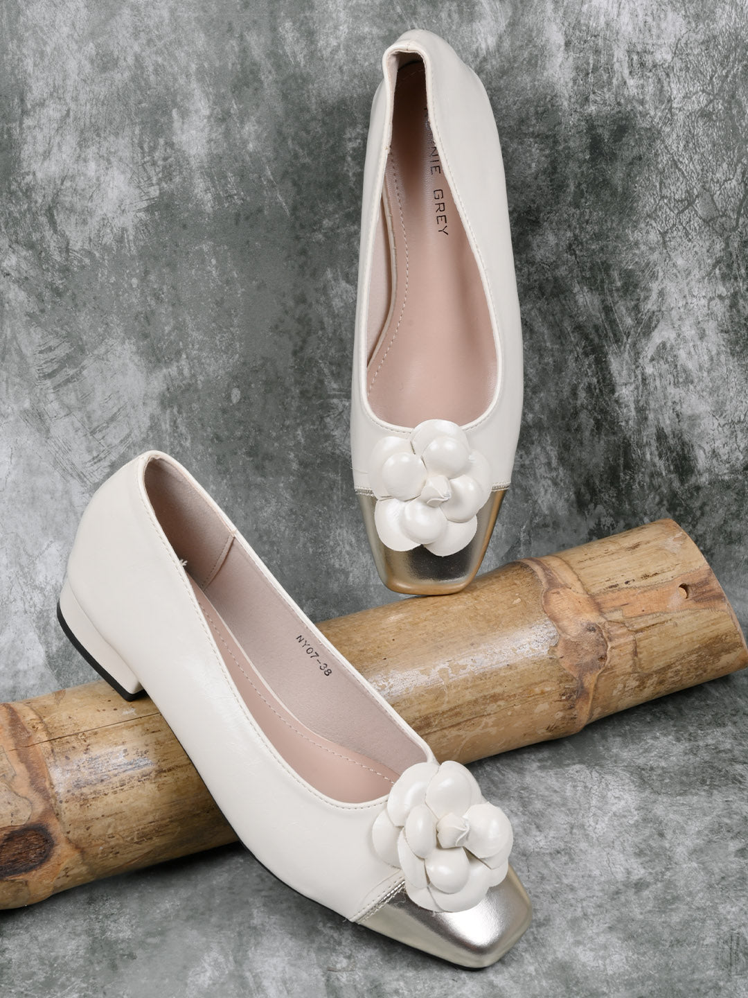 Women, Women Footwear, Off White Ballerinas