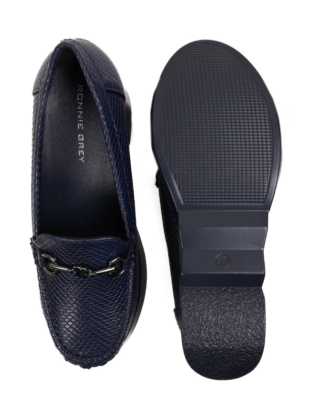 Women, Women Footwear, Navy Blue Loafers