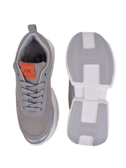 Women, Women Footwear, Grey Sneakers