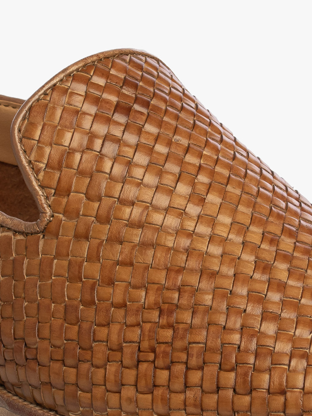 Men Tan Woven Design Loafers