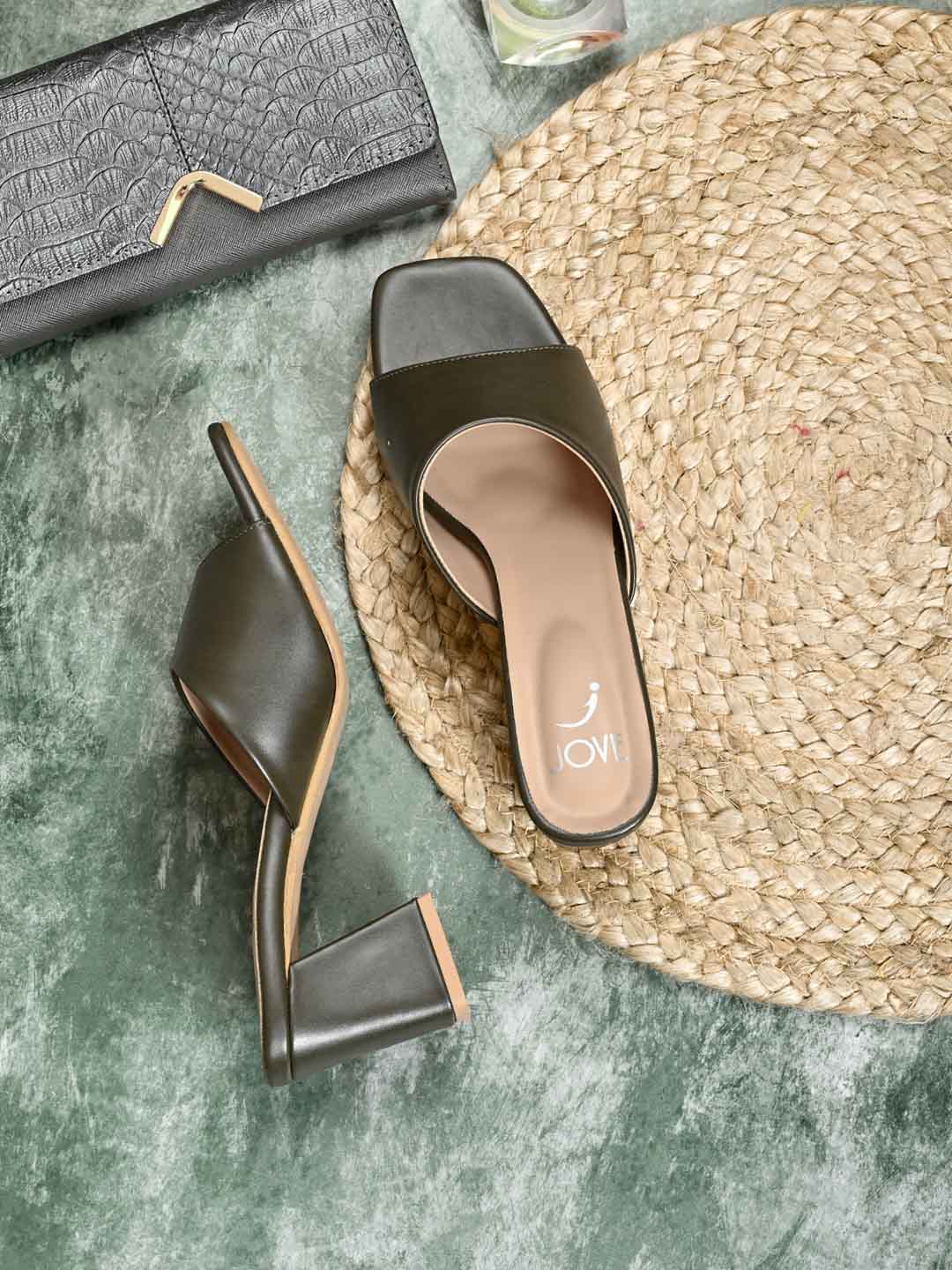 Footwear, Women Footwear, OLIVE, Heel Sandals