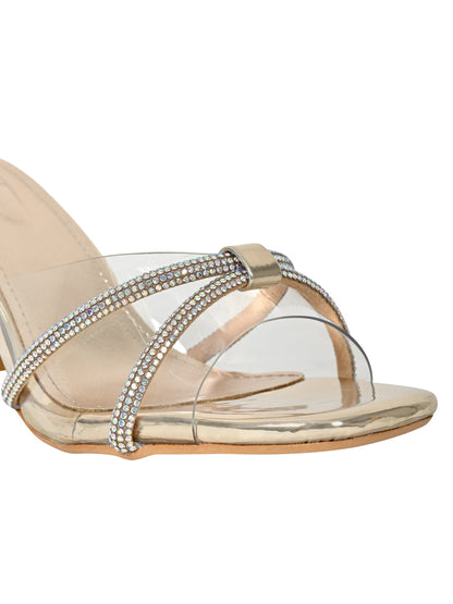 Women Golden Embellished Sandals