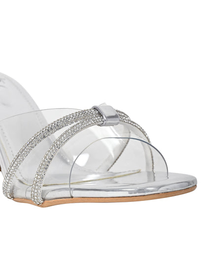 Women Silver Embellished Sandals