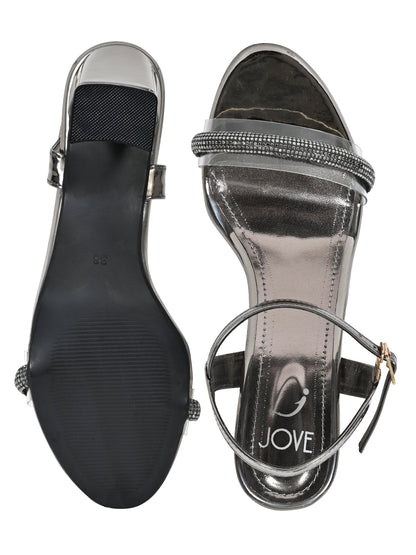 Footwear, Women Footwear, Dark Grey Sandals