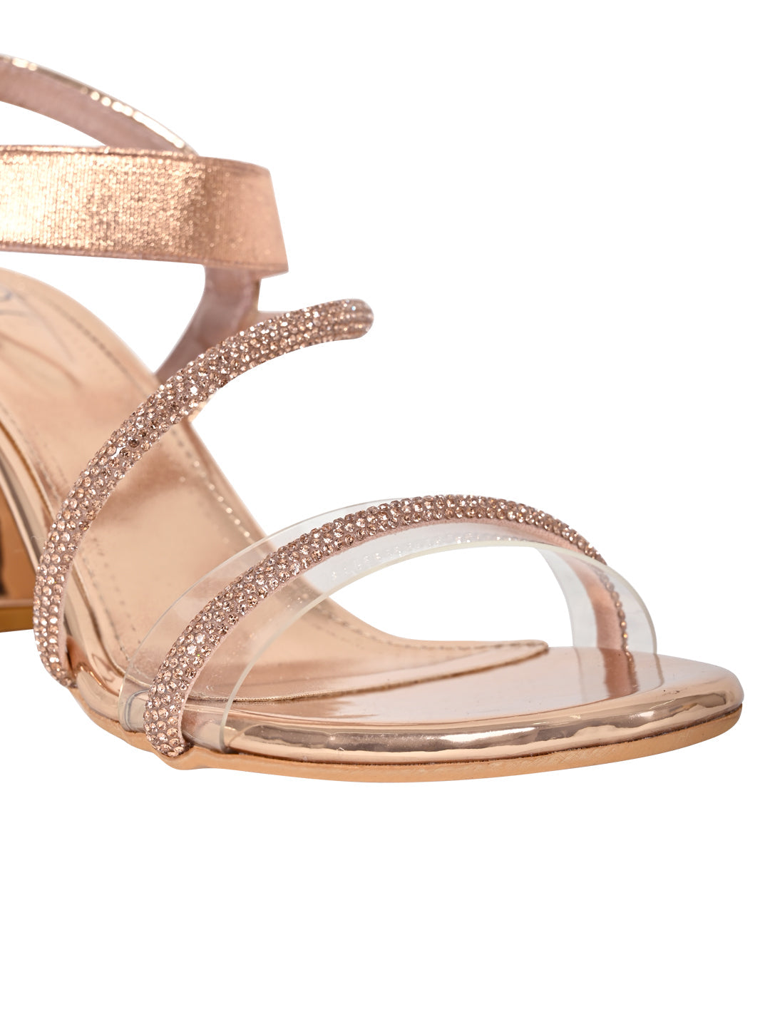 Women Rose Gold Embellished Sandals