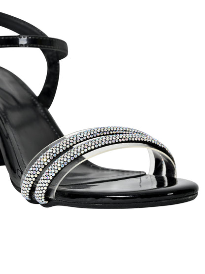 Women Black Embellished Sandals