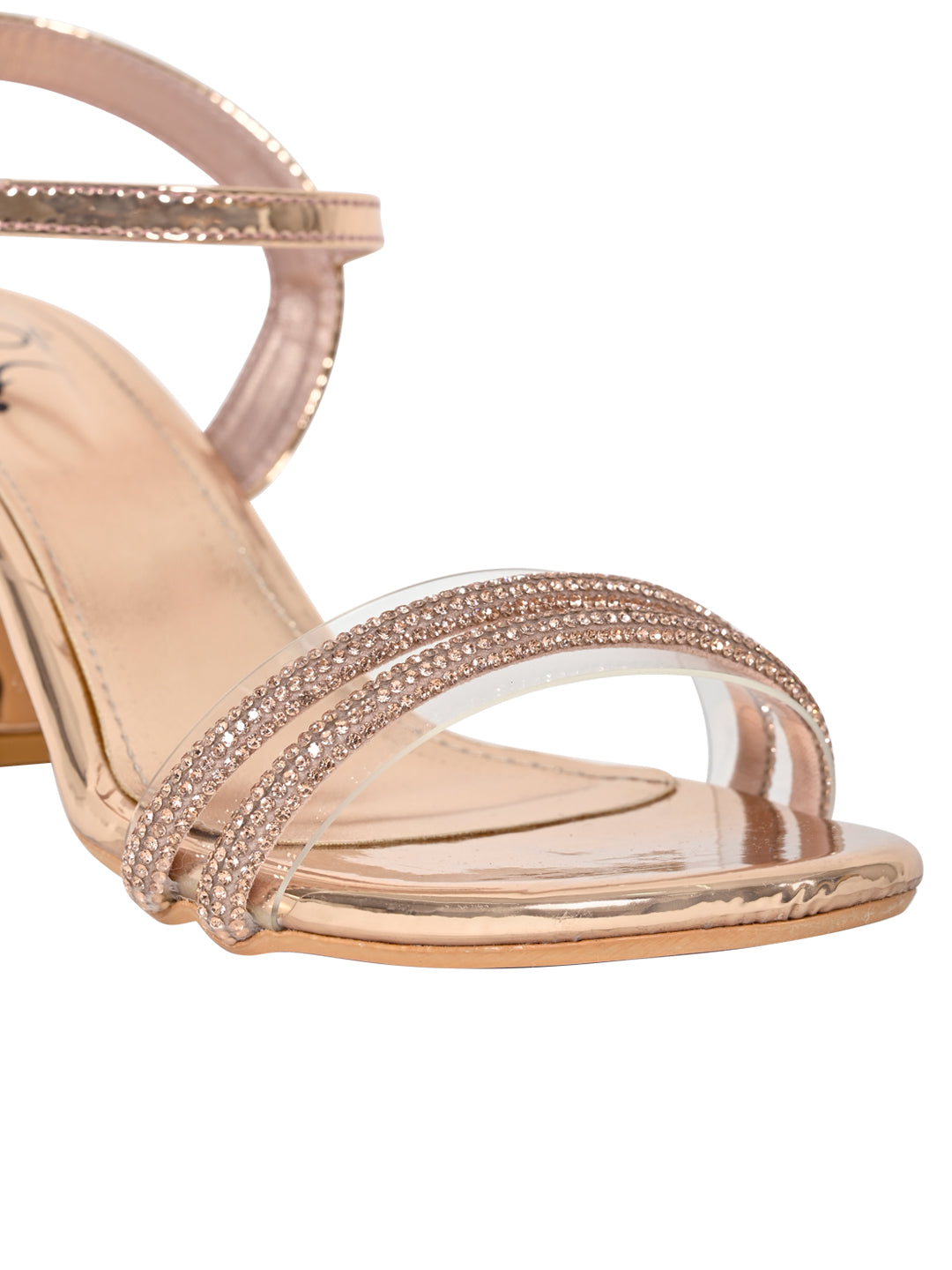 Women Rose Gold Embellished Sandals