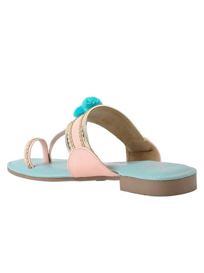 Footwear, Women Footwear, Pink One Toe Flats