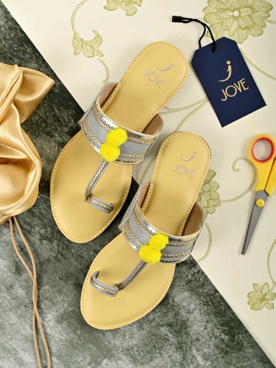 Footwear, Women Footwear, Grey One Toe Flats